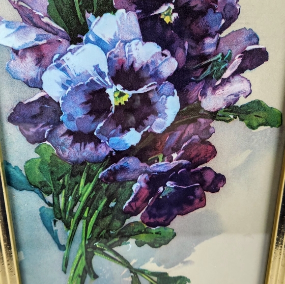 Vintage Lithograph Set Orange & Yellow Purple & Blue Bouquets by Catherine Klein - Picture 10 of 14
